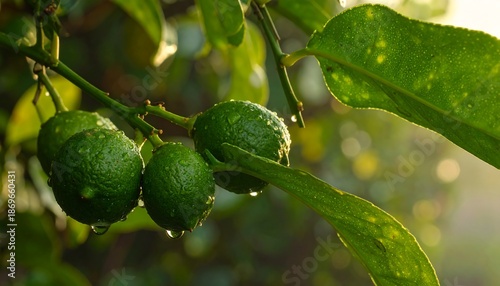 Wallpaper Mural Limes on the Branch - Fresh Citrus Delight in Natural Light. Torontodigital.ca
