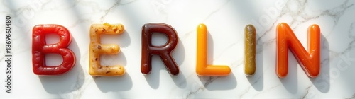 Different types of food are arranged in the word berlin
