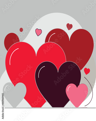 Valentine Heart Sale Banner Background Flat Vector Illustration