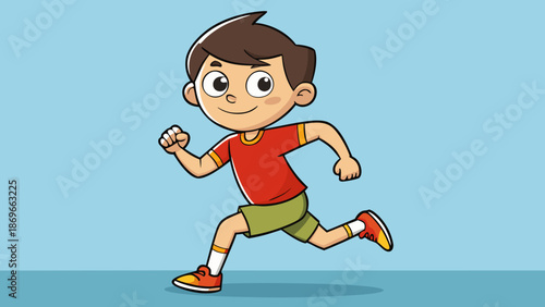 Vector illustration of a boy who plays sports, runs