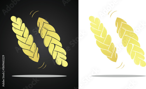 Beautiful and cool golden sponge cake bread vector logo image for various design purposes and so on with transparent, black and white background