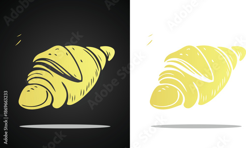 Beautiful and cool golden sponge cake bread vector logo image for various design purposes and so on with transparent, black and white background