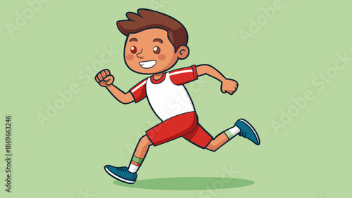 Vector illustration of a boy who plays sports, runs
