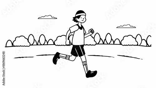 Vector illustration of a boy who plays sports, runs