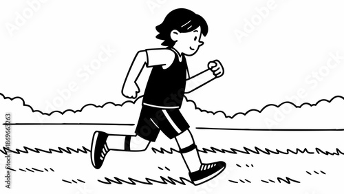 Vector illustration of a boy who plays sports, runs