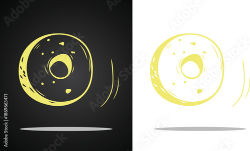 Beautiful and cool golden sponge cake bread vector logo image for various design purposes and so on with transparent, black and white background