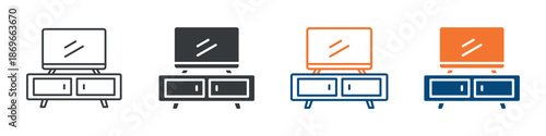 Tv Stand Icon Set Multiple Style Collection 