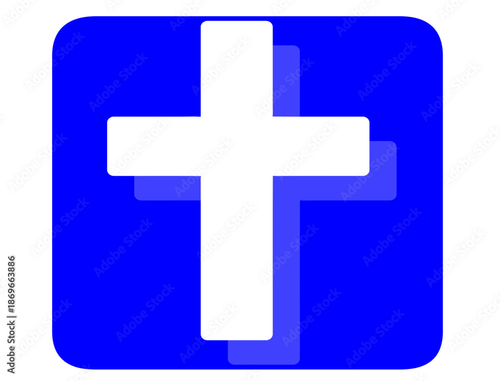 Fototapeta premium Simple cross icon with a clean and minimalist design, symbolizing Christian faith, religion, and spirituality. Suitable for apps, websites, religious content, and modern graphic design