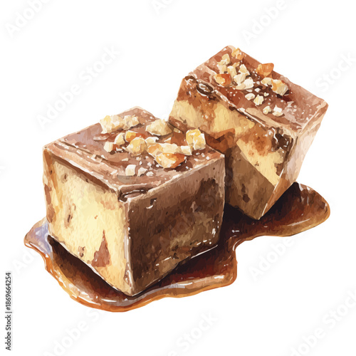 A watercolor painting of Fudge, vector illustration on white background.