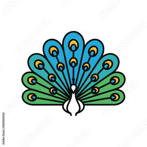 Artistic macro illustration of a colorful peacock feather isolated on a white background featuring a green nature pattern and floral texture for elegant spring wallpaper design