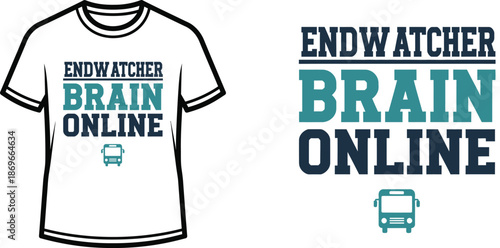 Endwatcher Brain Online t-shirt design minimalist typography for tech enthusiasts perfect for online communities