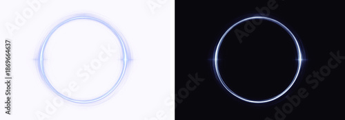 Foto png neon circle frame abstract blue neon glowing circle frame, animated moving l