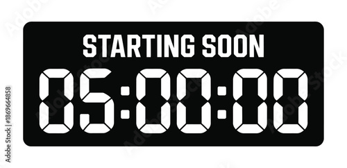 Digital countdown timer displays five hours remaining before an important event.