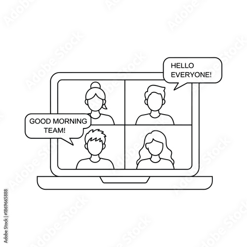 Remote team members communicating on a video conference call