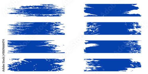 Navy Blue Brush Stroke Set Isolated on White Background