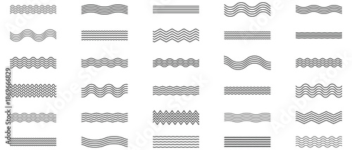 Waves line set. Wave ornament pattern. Waves lines, Wavy ornament . Set of zigzag Waves lines. Wavy horizontal and zigzag underline vector illustration.