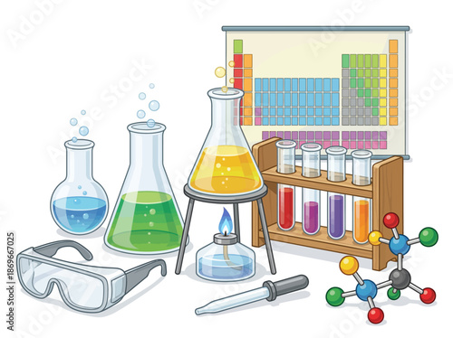 Laboratory Equipment and Chemicals in a Science Setting