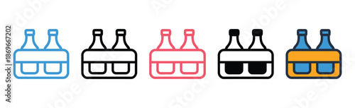 Beers icon set, multiple style collection featuring vector illustrations