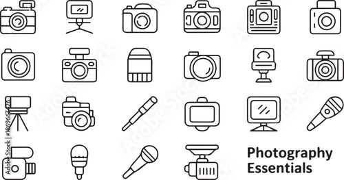 Photography and Camera Line Icons Set