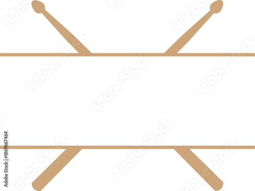 Musical Drumsticks Border Frame Illustration, Percussion Instrument Graphic Element, Rhythmic Music Theme Design for Band Posters and Concert Promotions, Vector Frame with Drum Sticks
