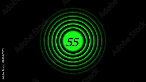 Abstract radio waves text 55 animation. on black background....