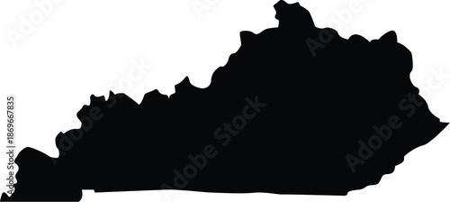 Kentucky state map silhouette vector, black outline of KY geographic border for local pride, United States regional geography icon for travel, history, and education layouts.
