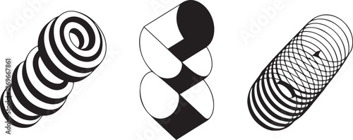 Abstract Black and White Continuous Loop Shape Illustration