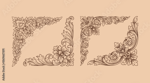 abstract flower carving illustration decoration design template