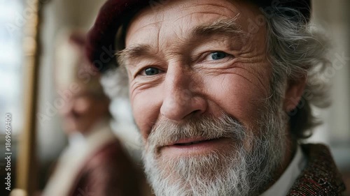 Wallpaper Mural Elderly man smiling progressively with gentle expression in natural light Torontodigital.ca