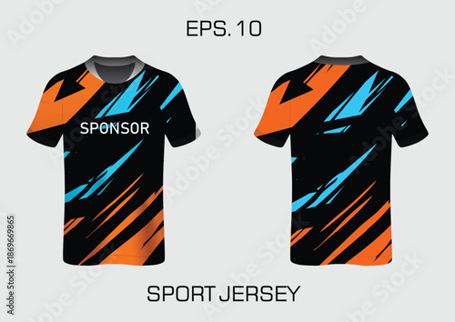 Dynamic Sport Jersey Design with Bold Colors and Abstract Pattern for Active Lifestyle