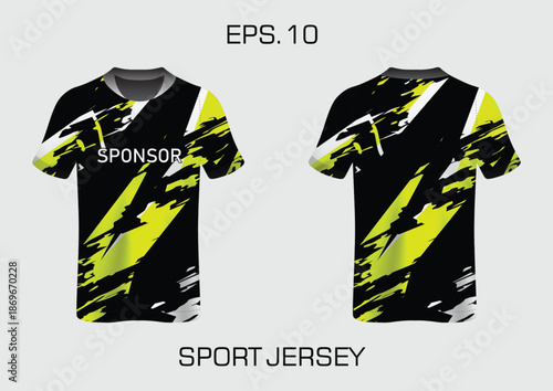 Dynamic Modern Sport Jersey Design with Abstract Patterns in Yellow and Black Colors
