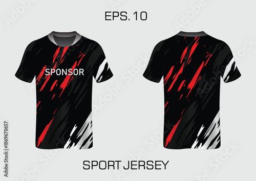 Stylish Sport Jersey with Bold Graphics and Sponsor Text Design for Marketing and Promotion