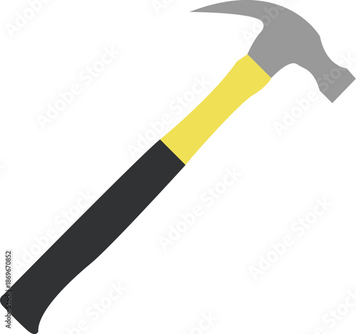 Canvas Print Claw hammer vector illustration with yellow and black grip for carpentry, construction, DIY projects, and home improvement