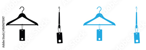 Hanger of fashion logo design vector. Clothing hangers with tags. 
