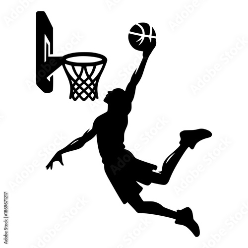 A basket ball player in dynamic pose vector image illustration