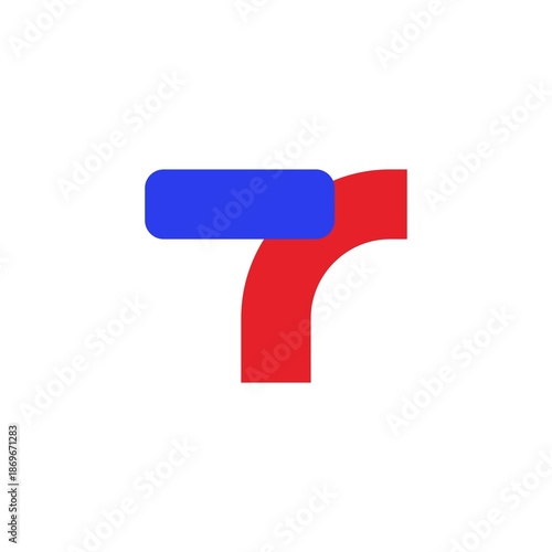 Abstract T Letter or Number Seven Logo