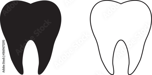 Tooth icon. Silhouette style. Line and silhouette style.