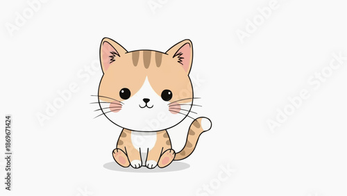 Adorable Kawaii Cartoon Ginger Kitten Vector Illustration