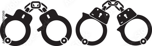 handcuff silhouette icon set vector.eps