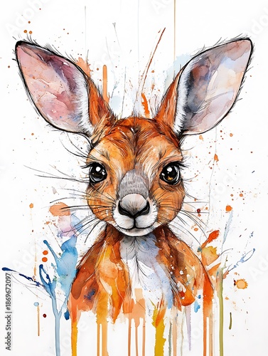 Watercolor Joy: A Little Roo's Portrait