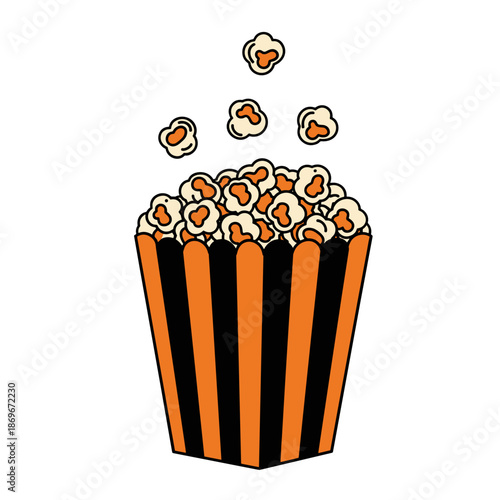 Paper-wrapped popcorn.  Paper cup with corn kernels. Vector illustration