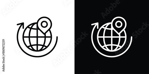 Globe Icon Sheet Black And White