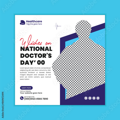 National Doctors Day Creative Medical Social Media Square Post Design Template