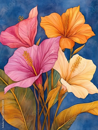 Hibiscus Harmony: A Watercolor Embrace