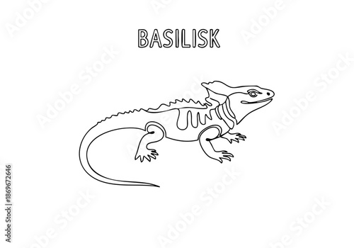 Basilisk illustration - an iconic lizard from the reptile family known for its distinctive crest and ability to run on water