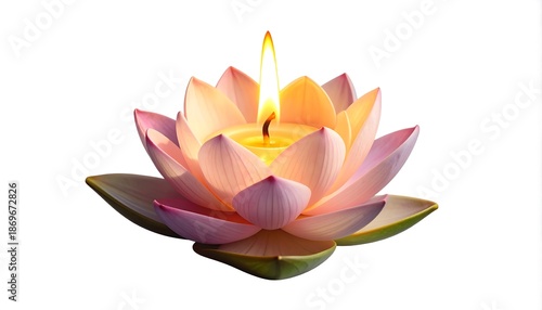 Lotus Flower Candle Floating on Water.