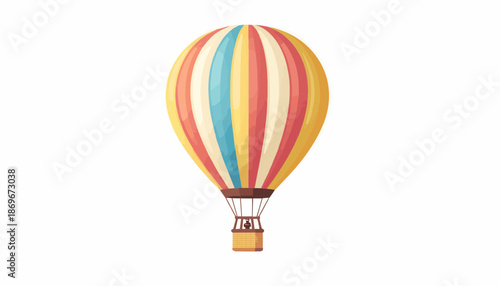 Colorful Striped Hot Air Balloon Illustration Isolated on White Background for Travel and Adventure