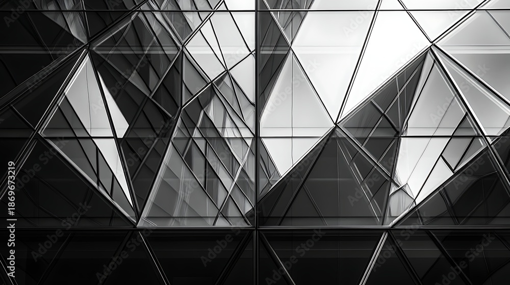 Fototapeta premium Modern glass building in Hong Kong city with steel structure and reflective windows