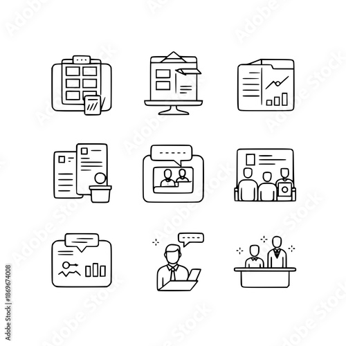 Contract agreement outline icon set vector for legal documentation