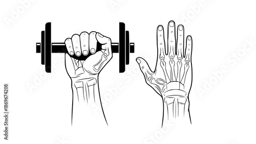 Vector illustration of human hands isolated, fitness and training style, flat design, clean anatomy illustration, gym educational graphic
